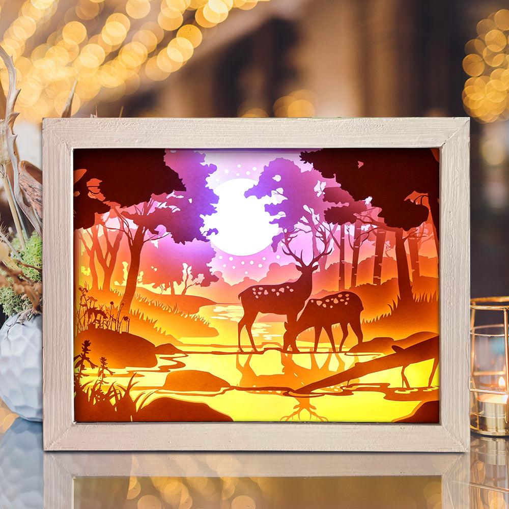 Deer 4 – Paper Cut Light Box File - Cricut File - 8x10 inches -  LightBoxGoodMan