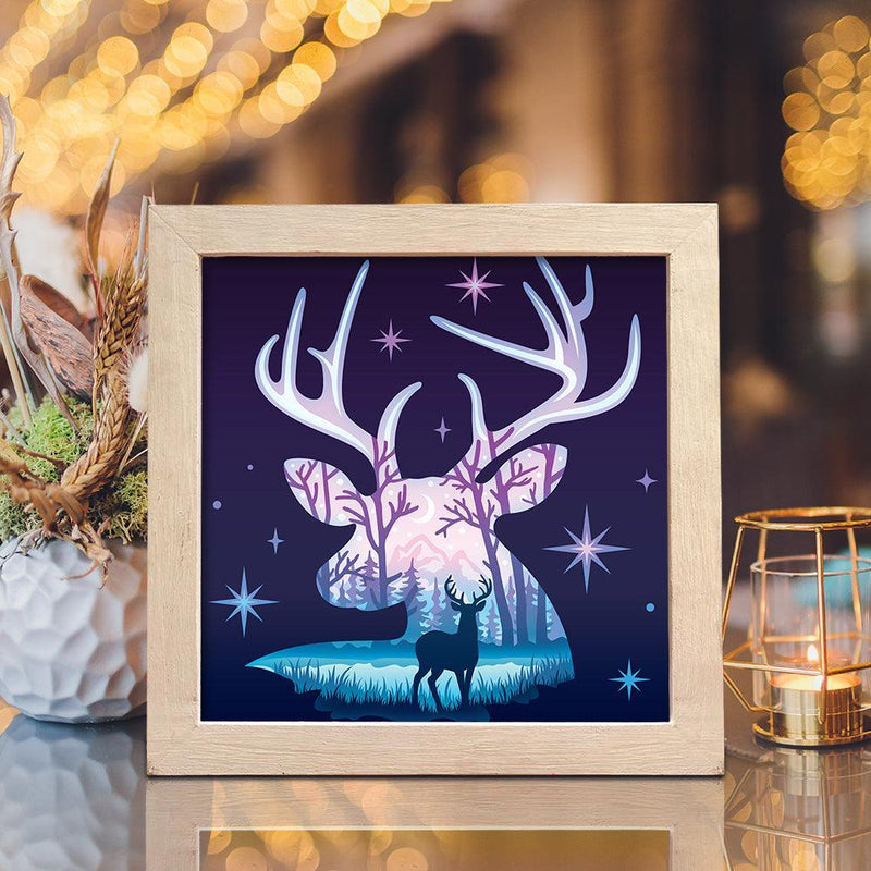 Deer In The Forest – Paper Cut Light Box File - Cricut File - 8x8 inches - LightBoxGoodMan - LightboxGoodman