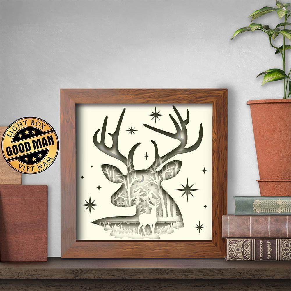 Deer In The Forest – Paper Cut Light Box File - Cricut File - 8x8 inches - LightBoxGoodMan - LightboxGoodman