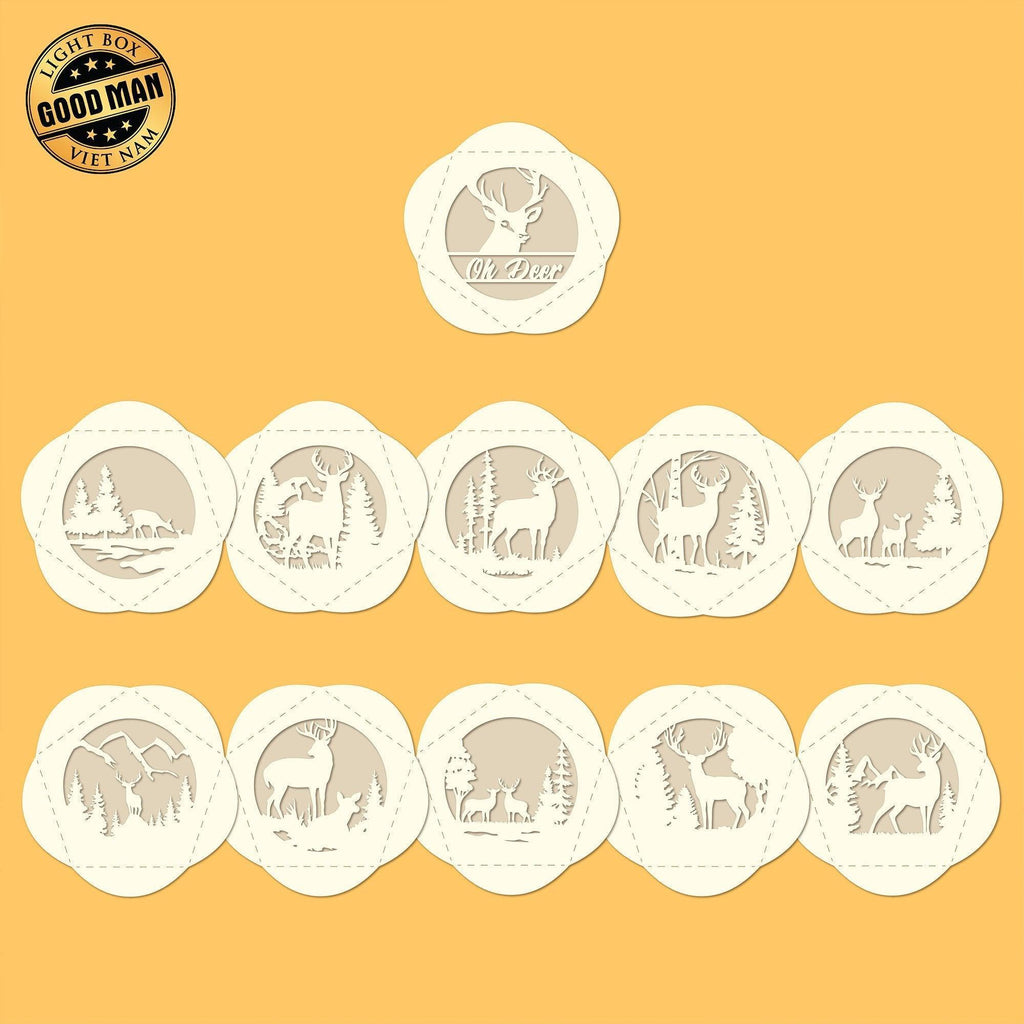 Deer - Pentagon 3D Lantern File - Cricut File - LightBoxGoodMan - LightboxGoodman