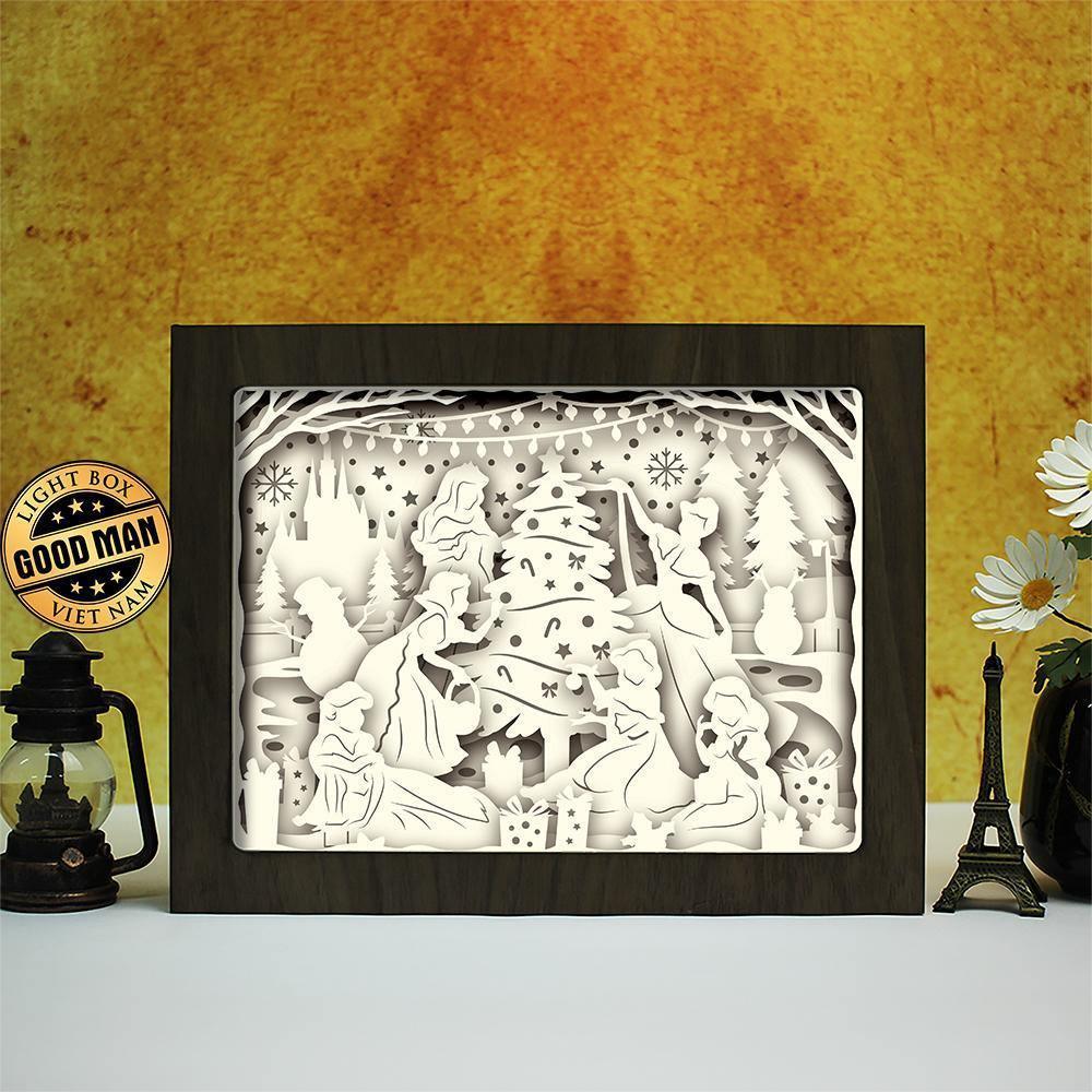 Disney Princess Christmas – Paper Cut Light Box File - Cricut File - 8x10 inches - LightBoxGoodMan - LightboxGoodman