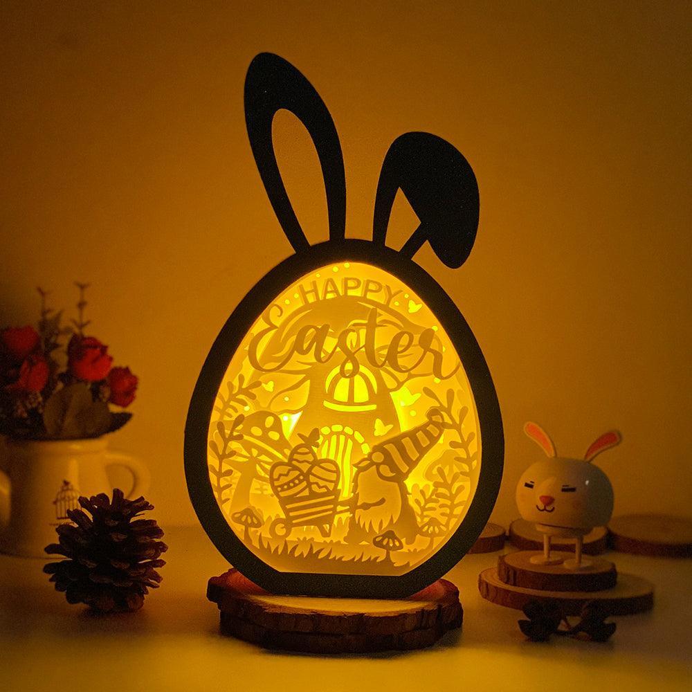 Easter Gnome 2 - Paper Cut Bunny Light Box File - Cricut File - 6.4x10.9 Inches - LightBoxGoodMan - LightboxGoodman