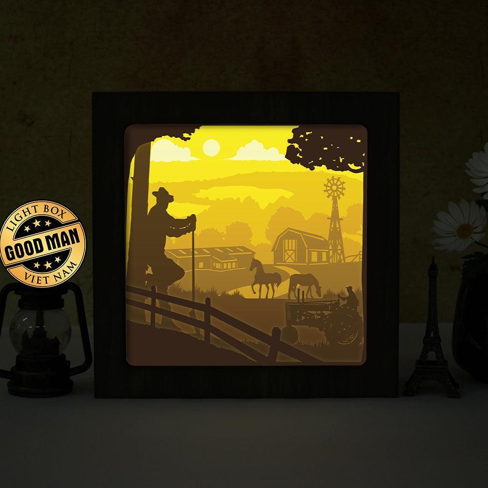 Farm 1 – Paper Cut Light Box File - Cricut File - 8x8 inches - LightBoxGoodMan - LightboxGoodman