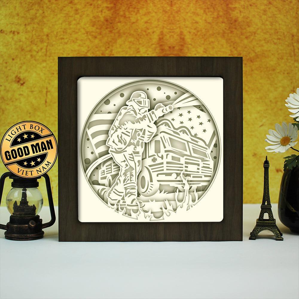 Firefighter – Paper Cut Light Box File - Cricut File - 20x20cm - LightBoxGoodMan - LightboxGoodman