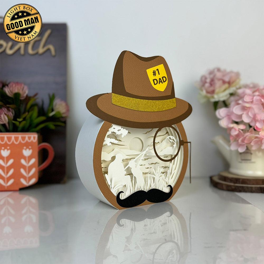 Fishsing - Dad's Hat Papercut Lightbox File - 7.5x6.3" - Cricut File - LightBoxGoodMan - LightboxGoodman
