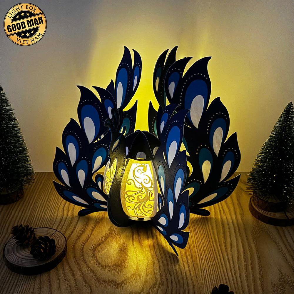 Flaming Peacock - 3D Peacock Lantern File - 8.2x9" - Cricut File - LightBoxGoodMan - LightboxGoodman