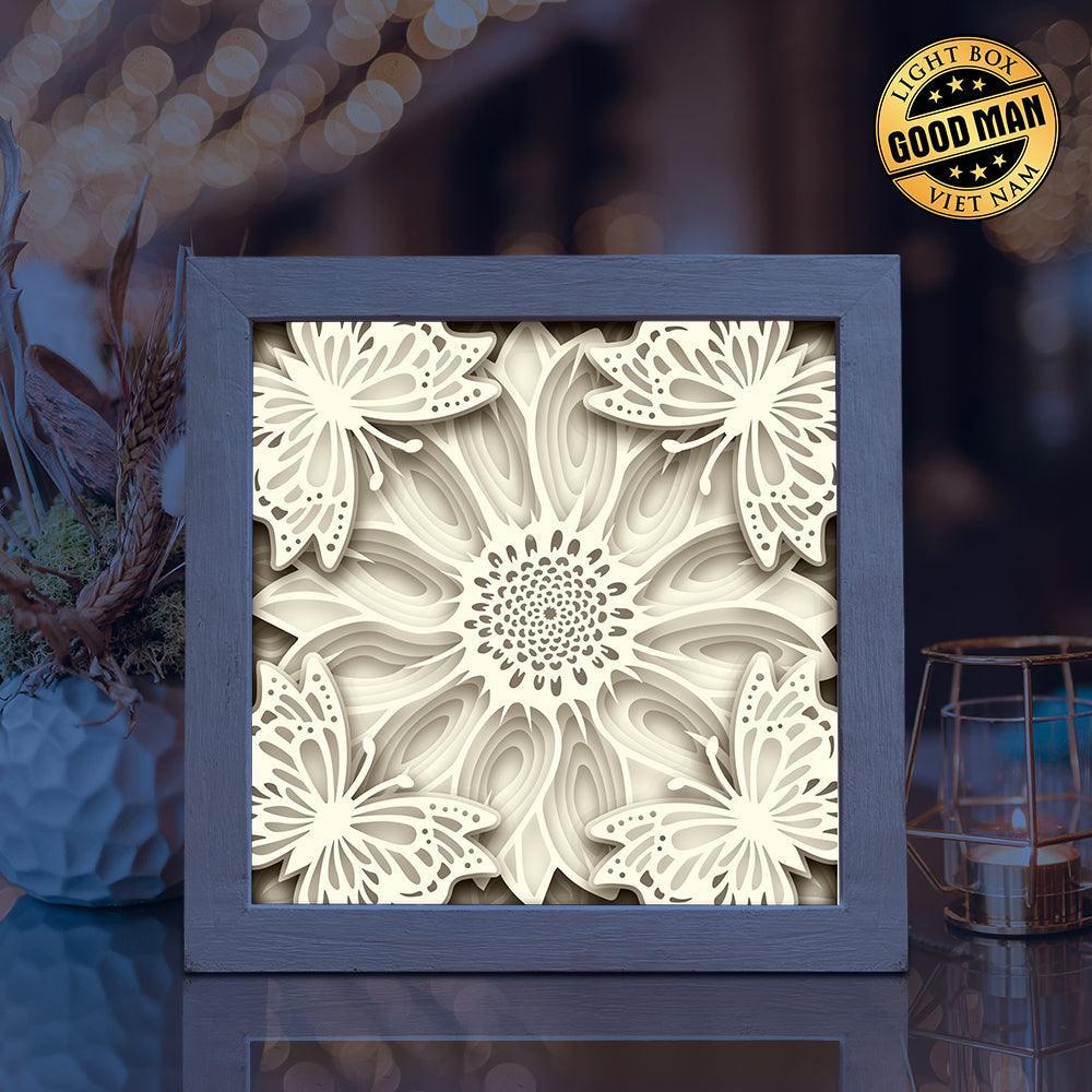 Floral Butterfly – Paper Cut Light Box File - Cricut File - 8x8 inches - LightBoxGoodMan - LightboxGoodman
