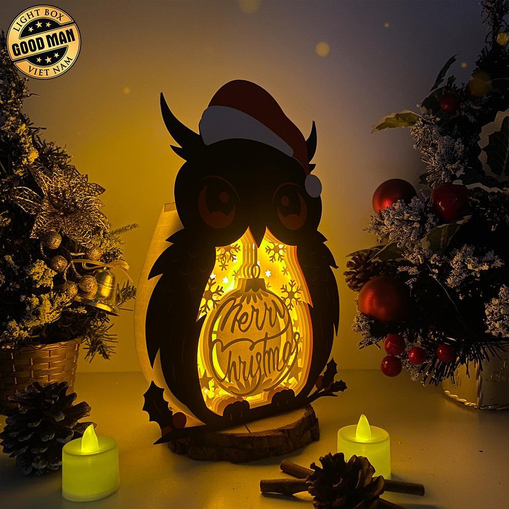 Glass Christmas Ball - Paper Cut Owl Light Box File - Cricut File - 25x20 cm - LightBoxGoodMan - LightboxGoodman