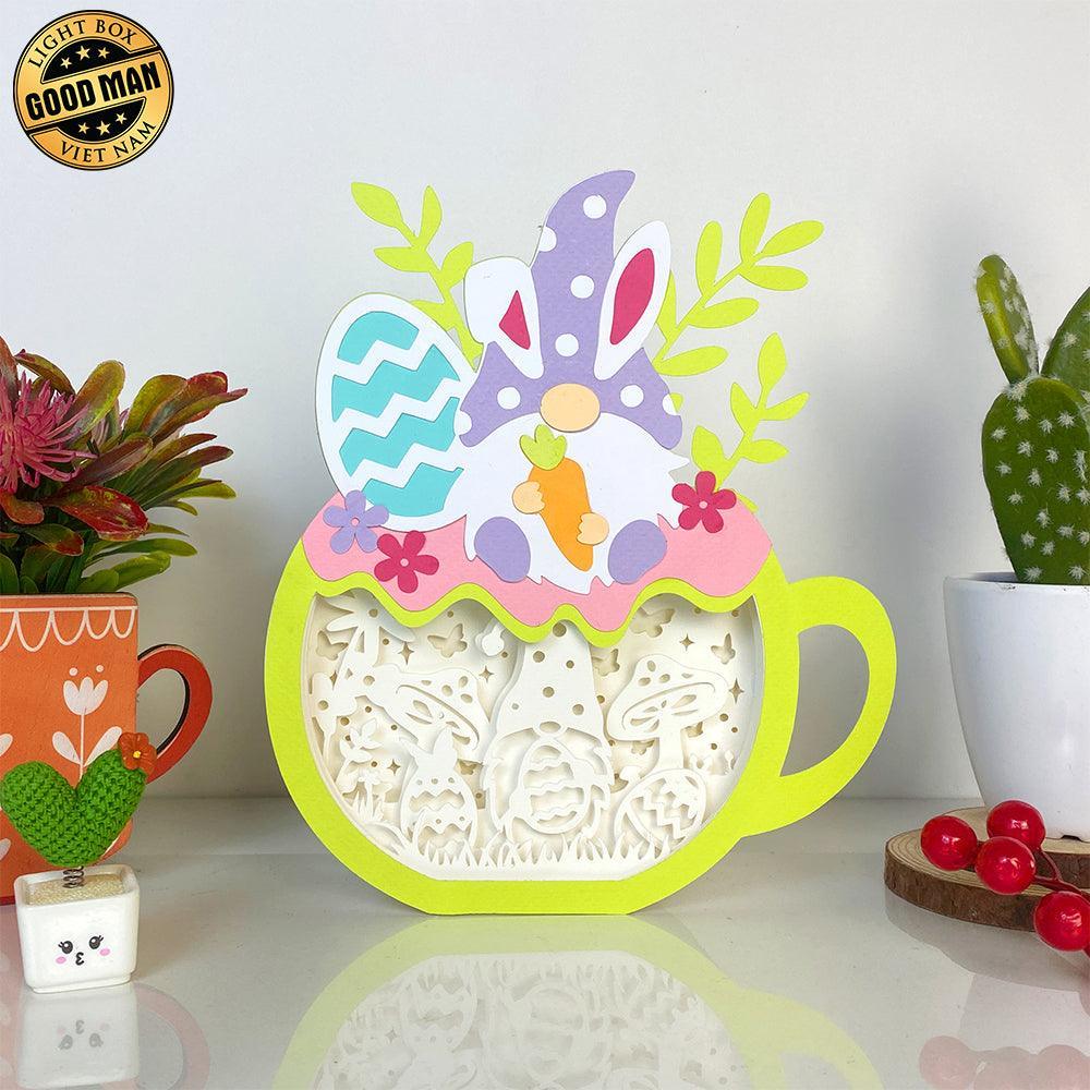 Gnome Easter - Easter Cup Papercut Lightbox File - Gnome Motif - Cricut File - 8,3x7,1 Inches - LightBoxGoodMan - LightboxGoodman