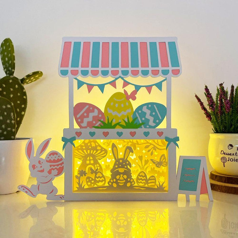 Gnome Easter - Paper Cut Easter Shop Light Box File - Cricut File - 8x9.5 Inches - LightBoxGoodMan - LightboxGoodman