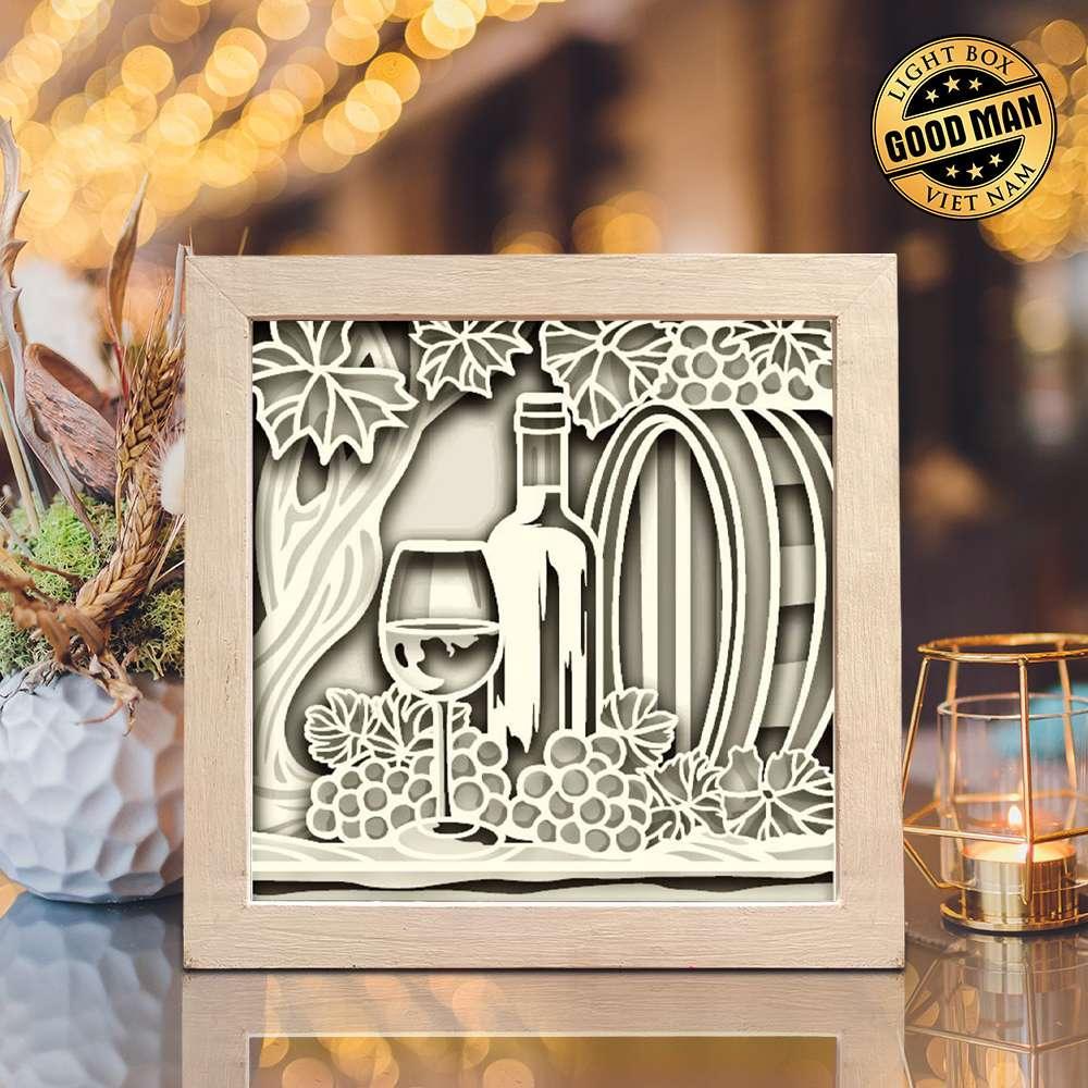 Grape Wine – Paper Cut Light Box File - Cricut File - 8x8 inches - LightBoxGoodMan - LightboxGoodman