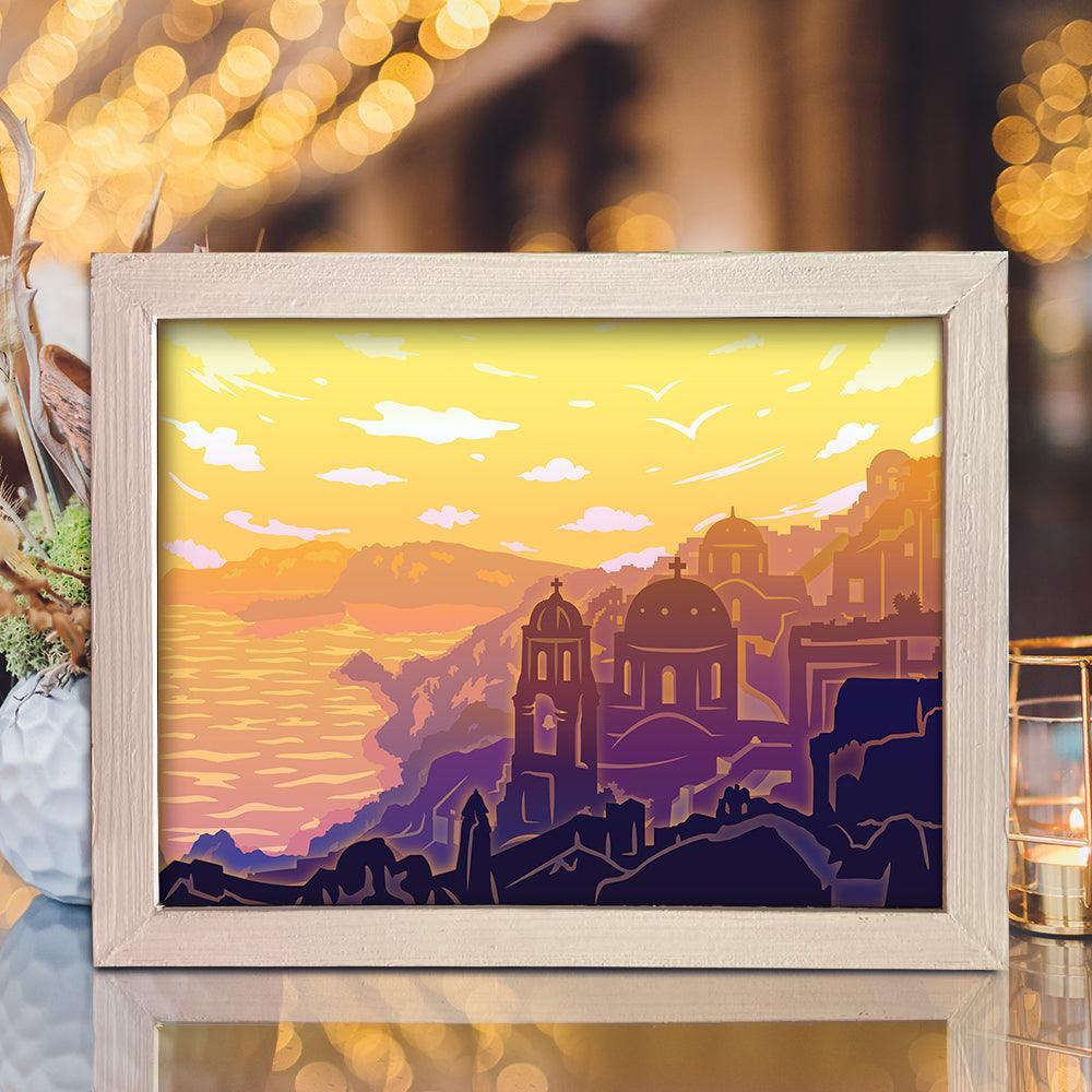 Greece Landscape - Paper Cut Light Box File - Cricut File - 8x10 Inches - LightBoxGoodMan - LightboxGoodman