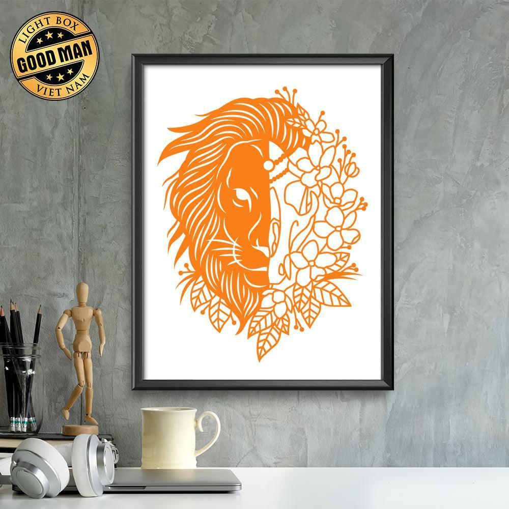Half Lion Flower – Paper Cutting SVG Template files, 20x26 cm - LightboxGoodman