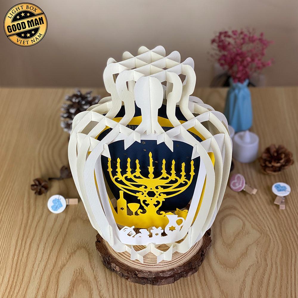 Hanukkah - 3D Pop-up Light Box Vase File - Cricut File - LightBoxGoodMan - LightboxGoodman