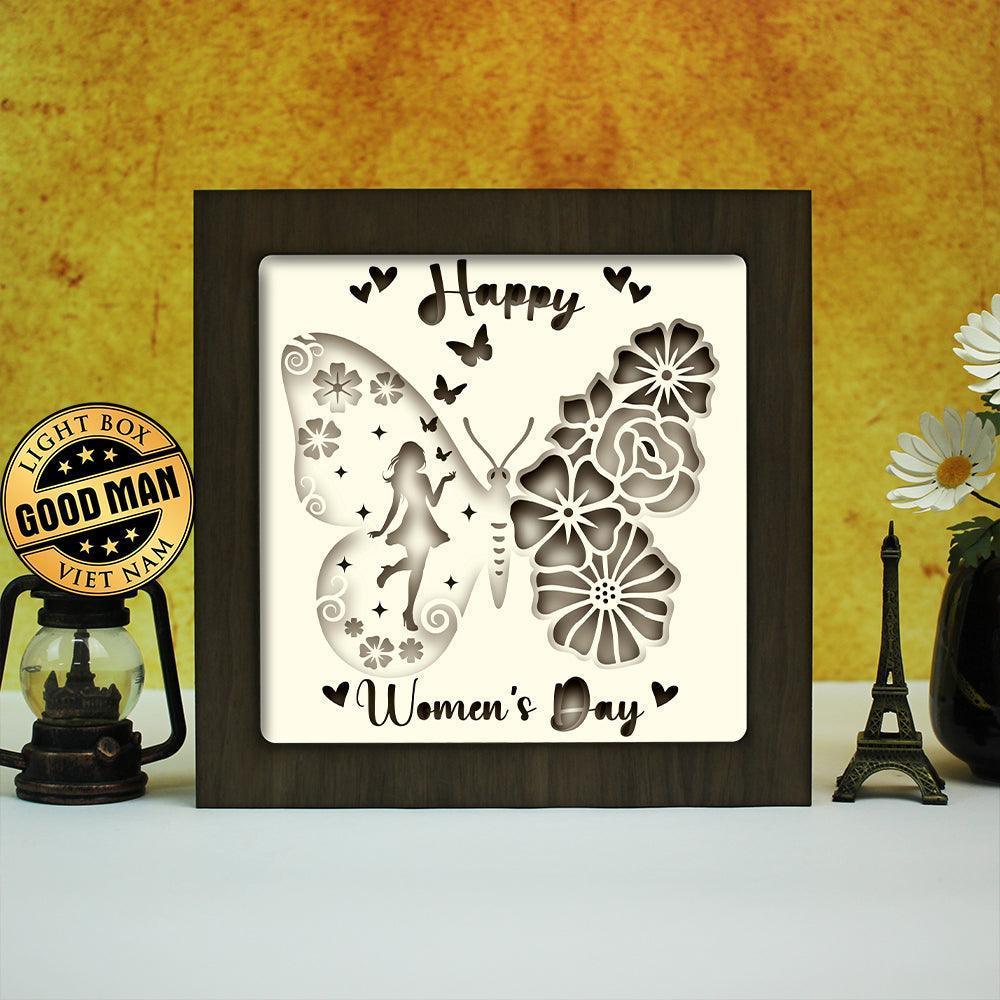 Happy Women's Day 4 – Paper Cut Light Box File - Cricut File - 8x8 inches - LightBoxGoodMan - LightboxGoodman