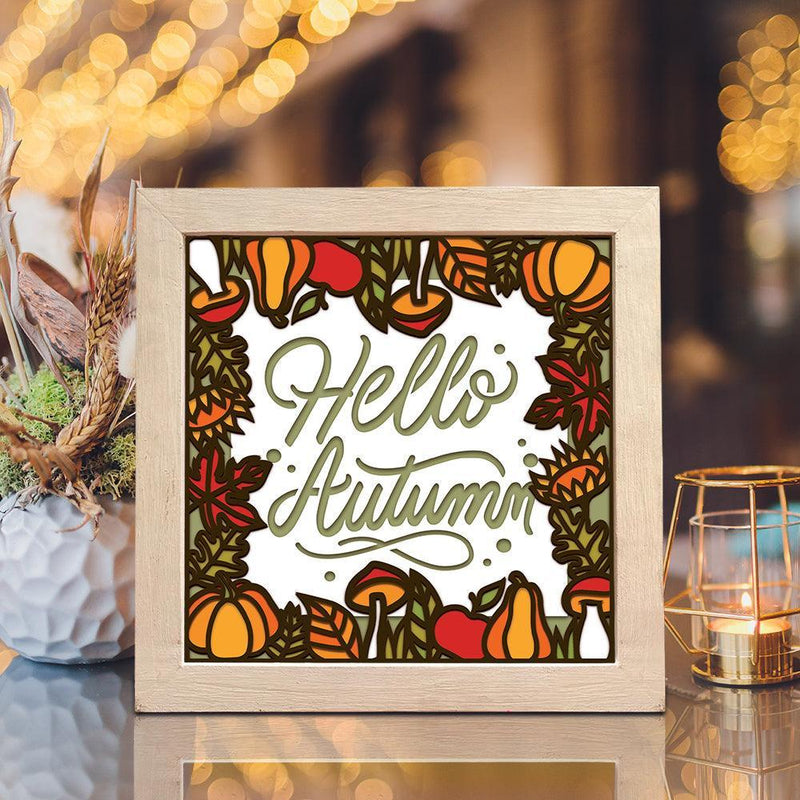 Hello Autumn – Paper Cut Light Box File - Cricut File - 20x20cm - LightBoxGoodMan - LightboxGoodman