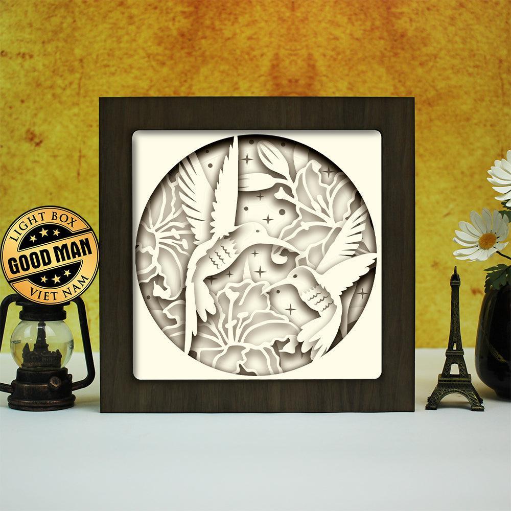 Hummingbirds 4 – Paper Cut Light Box File - Cricut File - 8x8 inches - LightBoxGoodMan - LightboxGoodman