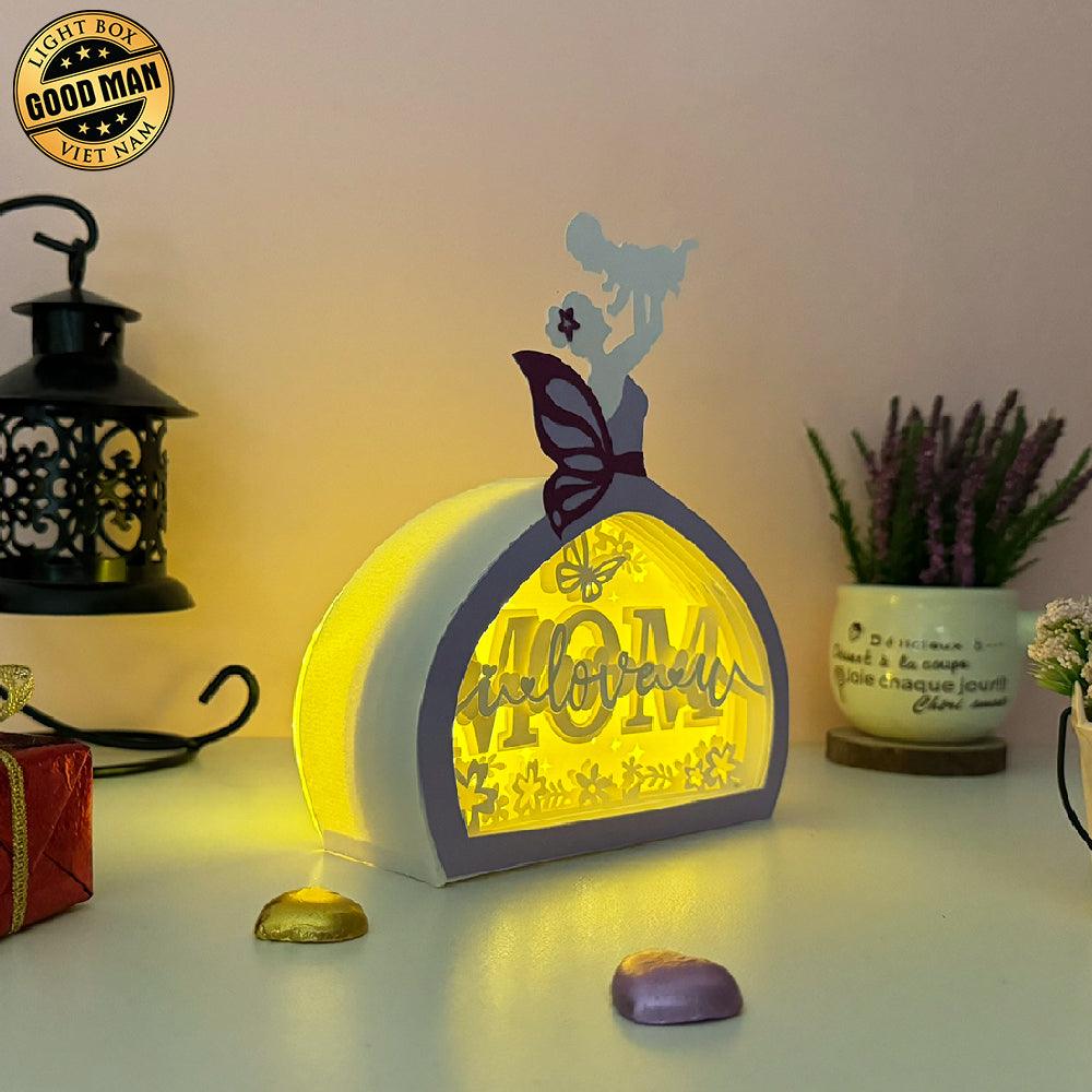 I Love You Mom - Fairy Mom Papercut Lightbox File - 7x6" - Cricut File - LightBoxGoodMan - LightboxGoodman