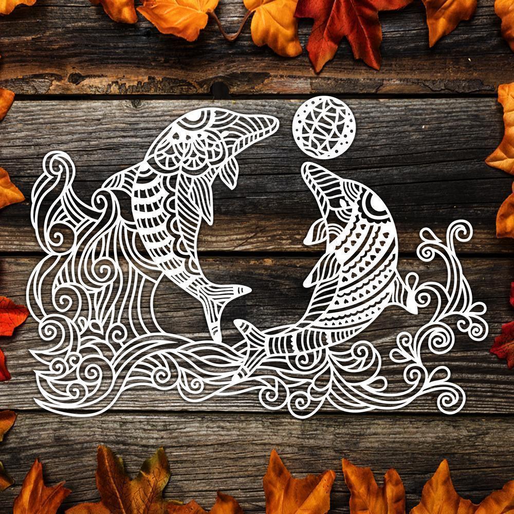 Kirigami Dolphin – Paper Cutting SVG Template files, 20x27 cm free-paper-cutting-templates-easy-to-use