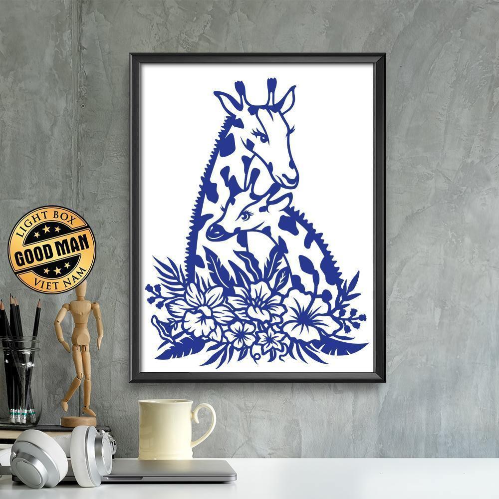 Kirigami Giraffe – Paper Cutting SVG Template files, 20x26 cm - LightboxGoodman