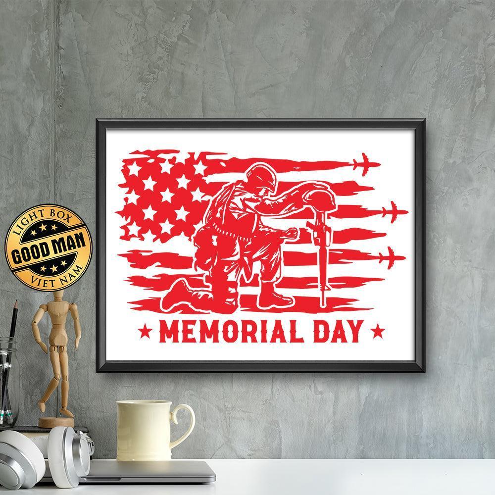 Kirigami Memorial Day – Paper Cutting SVG Template files, 19x29 cm - LightboxGoodman