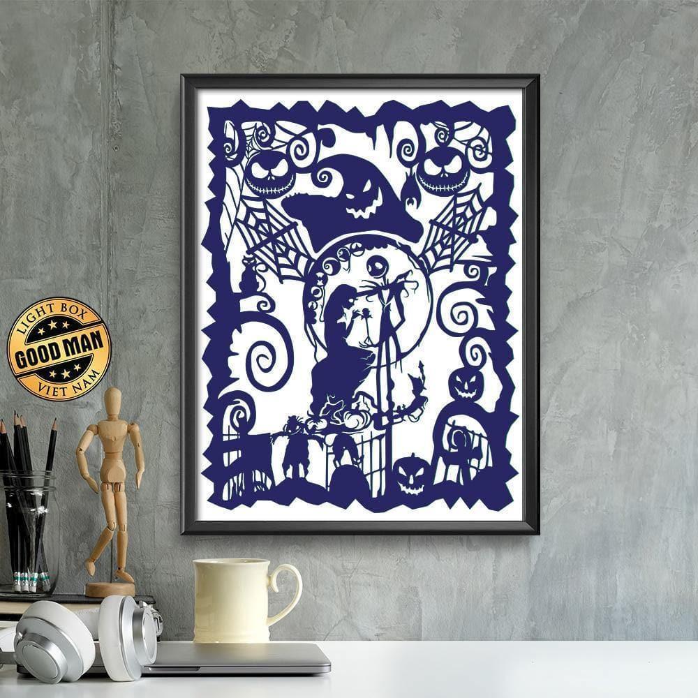 Kirigami Nightmare Before Christmas – Paper Cutting SVG Template files, 20x26 cm - LightboxGoodman