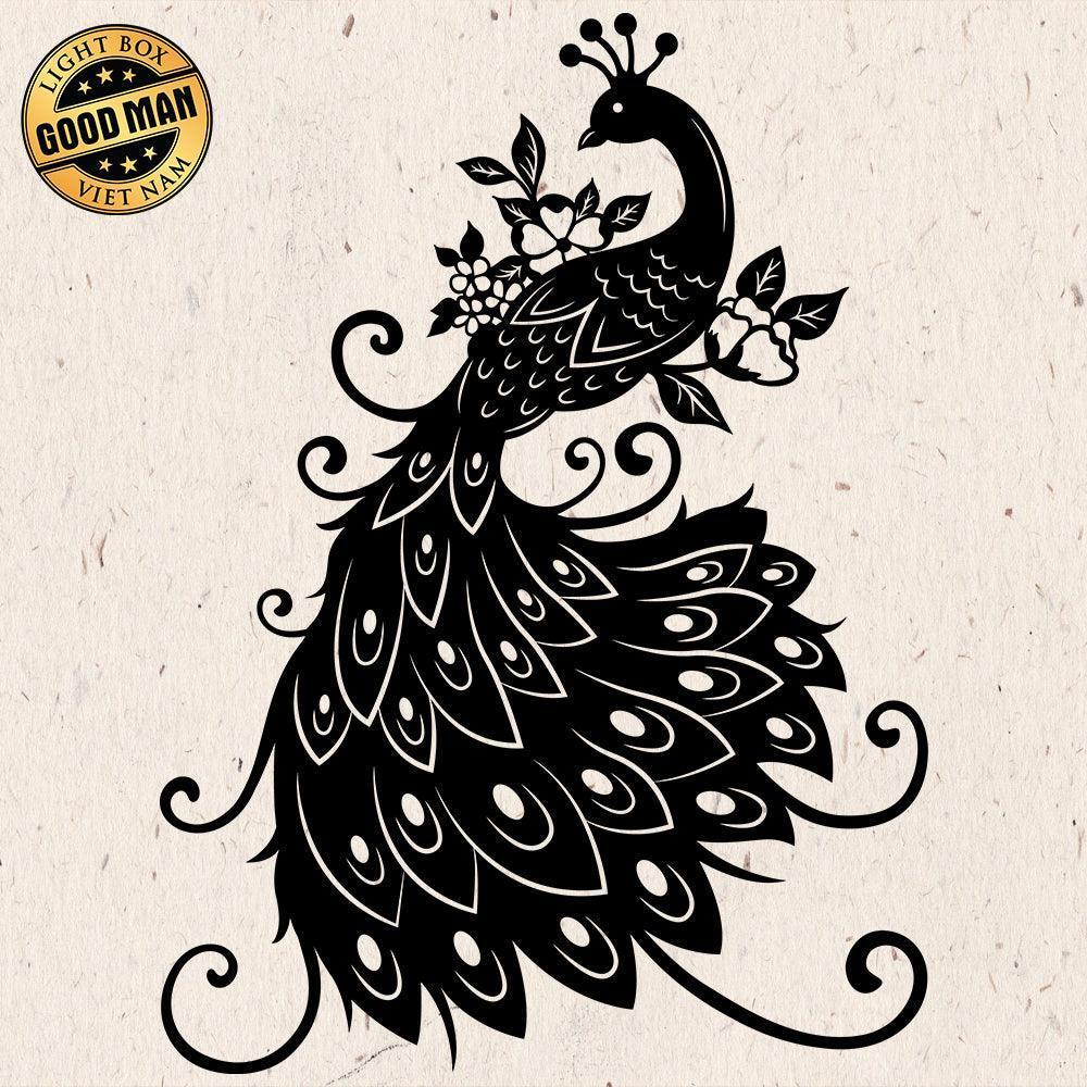 Kirigami Peacock – Paper Cutting SVG Template files, 21x19 cm - LightboxGoodman