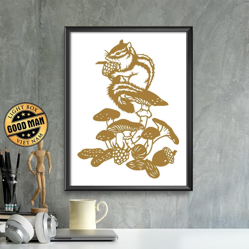 Kirigami Squirrel – Paper Cutting SVG Template files, 16x22 cm - LightboxGoodman