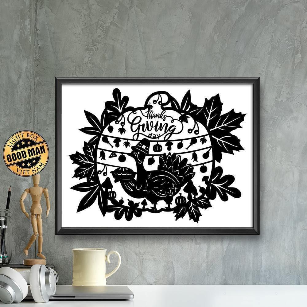 Kirigami Thanksgiving Day 1 – Paper Cutting SVG Template files, 19x25 cm - LightboxGoodman