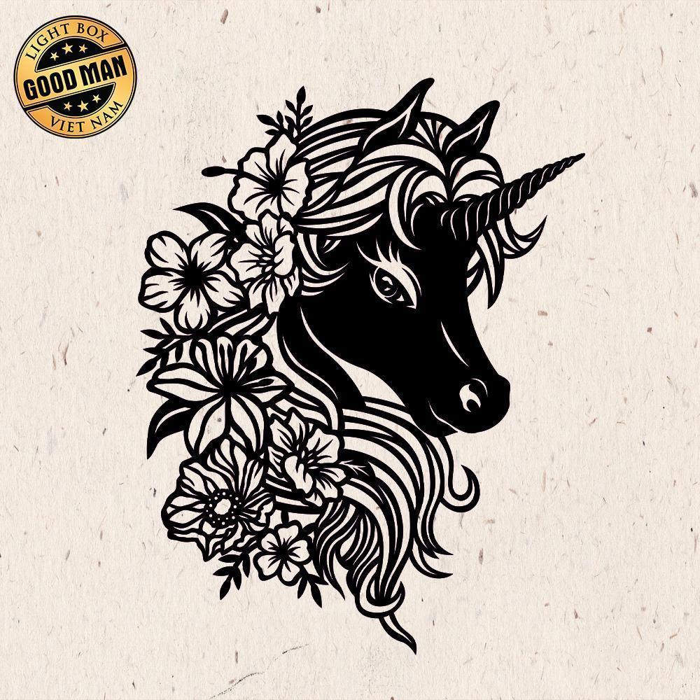 Kirigami Unicorn Floral – Paper Cutting SVG Template files, 21x27 cm - LightboxGoodman