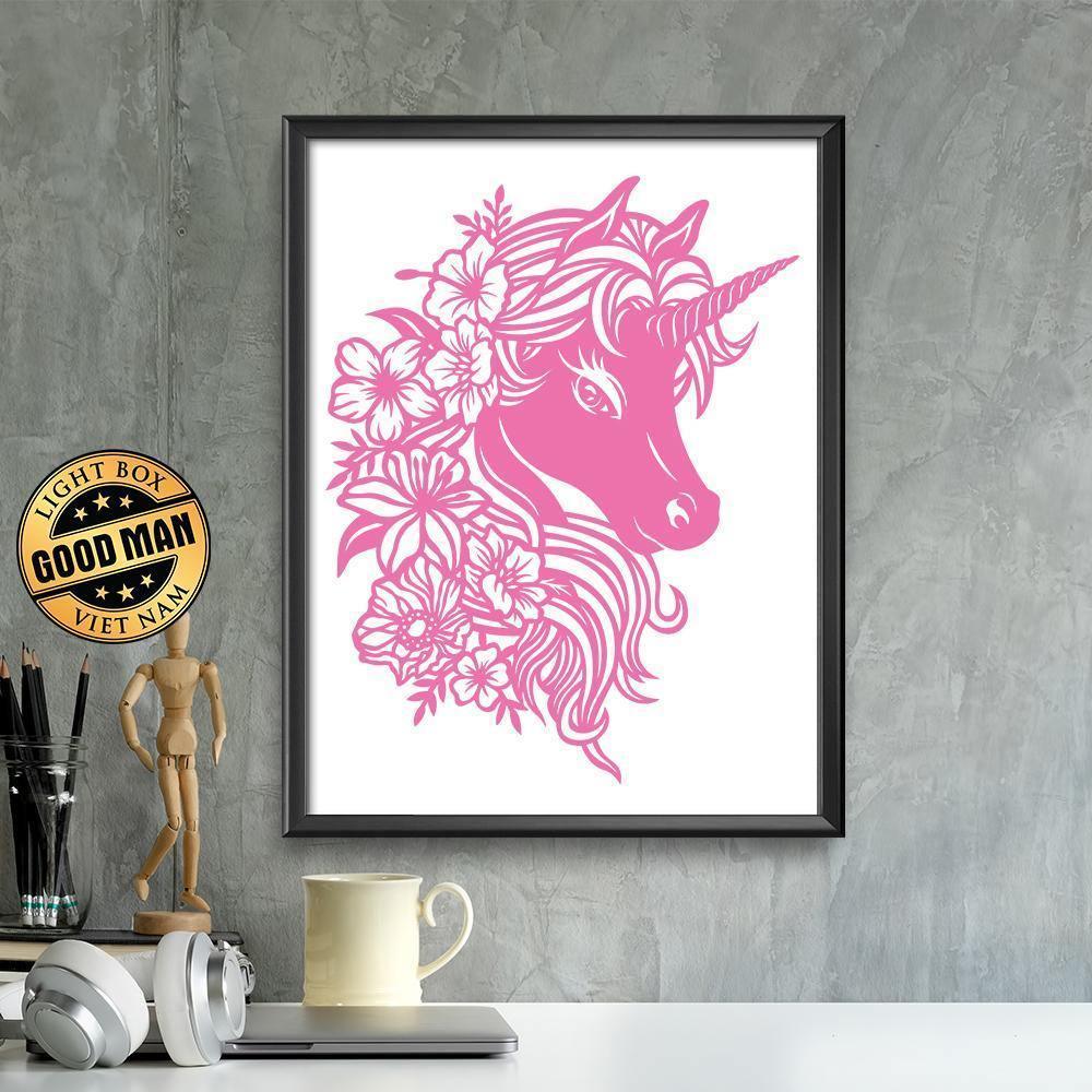 Kirigami Unicorn Floral – Paper Cutting SVG Template files, 21x27 cm - LightboxGoodman