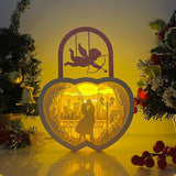 Kissing Love - Paper Cut Love Locks Light Box File - Cricut File - 9,9x7,7 Inches - LightBoxGoodMan - LightboxGoodman