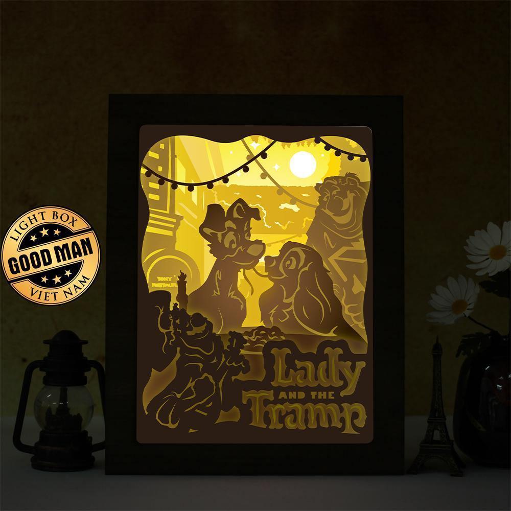 Lady and the Tramp - Paper Cut Light Box File - Cricut File - 20x26cm - LightBoxGoodMan - LightboxGoodman