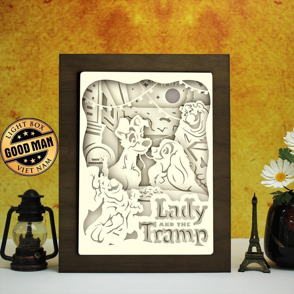 Lady and the Tramp - Paper Cut Light Box File - Cricut File - 20x26cm - LightBoxGoodMan - LightboxGoodman
