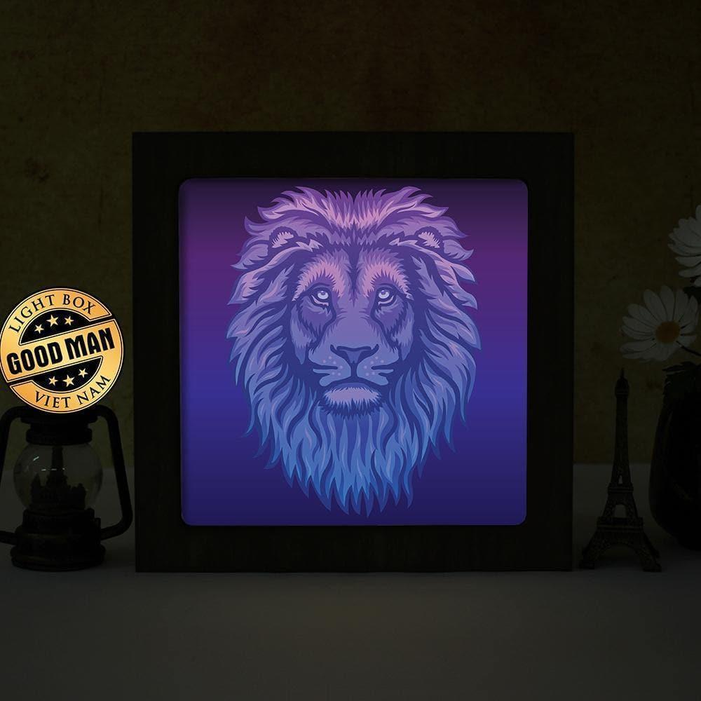 Lion Portrait 1 Square – Paper Cut Light Box File - Cricut File - 8x8 inches - LightBoxGoodMan - LightboxGoodman