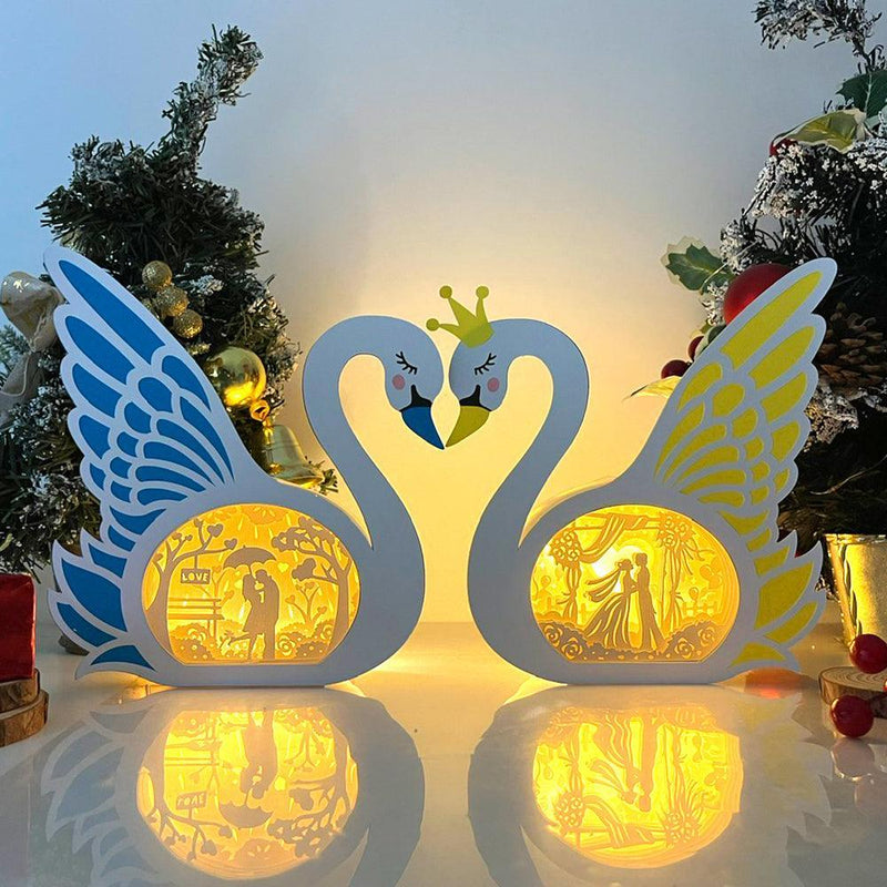 Love 1 - Paper Cut Swan Light Box File - Cricut File - 7x8 inches - LightBoxGoodMan - LightboxGoodman