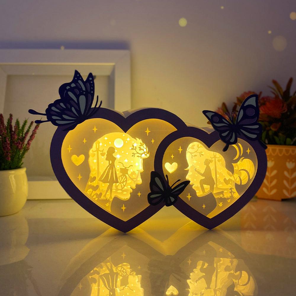 Love 2 - Double Heart Papercut Lightbox File - 7x10,6" - Cricut File - LightBoxGoodMan - LightboxGoodman
