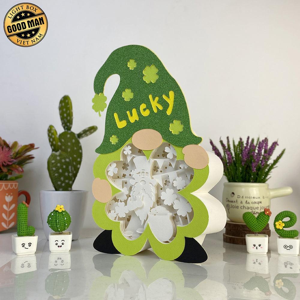 Lucky Gnome - Lucky Gnome Papercut Lightbox File - St Patrick Motif - Cricut File - 10,3x6,3 inches - LightBoxGoodMan - LightboxGoodman