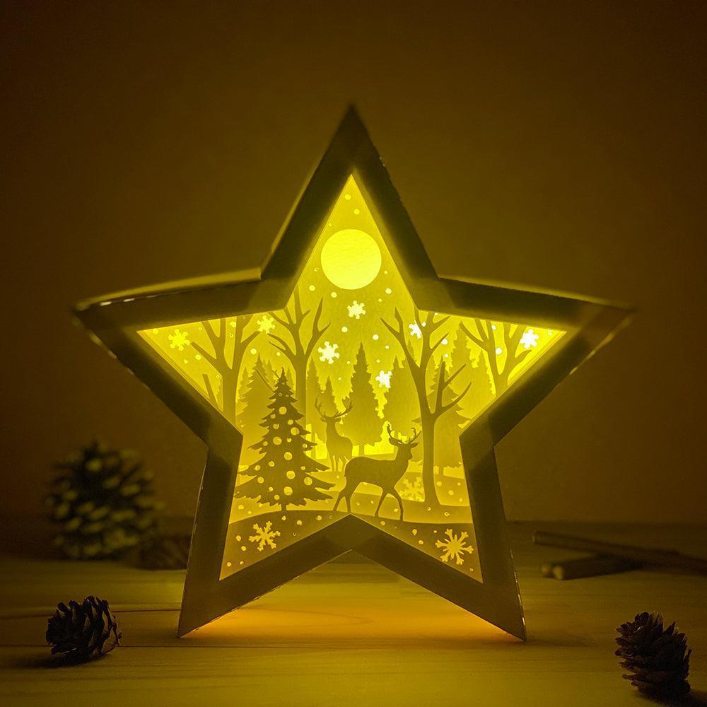 Merry Christmas 1 - Paper Cut Star Light Box File - Cricut File - 20x21cm - LightBoxGoodMan - LightboxGoodman