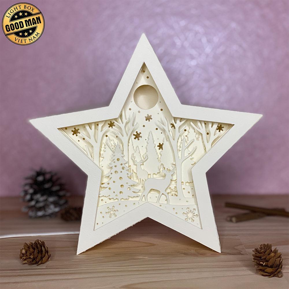 Merry Christmas 1 - Paper Cut Star Light Box File - Cricut File - 20x21cm - LightBoxGoodMan - LightboxGoodman