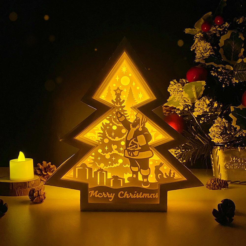 Merry Christmas 1 - Paper Cut Tree Light Box File - Cricut File - 20x22cm - LightBoxGoodMan - LightboxGoodman