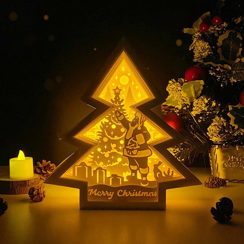 Merry Christmas 1 - Paper Cut Tree Light Box File - Cricut File - 20x22cm - LightBoxGoodMan - LightboxGoodman