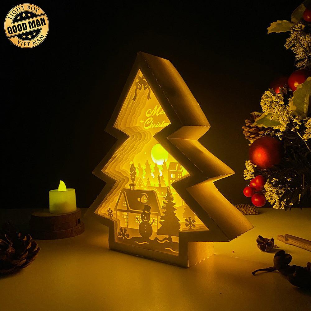 Merry Christmas 2 - Paper Cut Tree Light Box File - Cricut File - 20x22cm - LightBoxGoodMan - LightboxGoodman