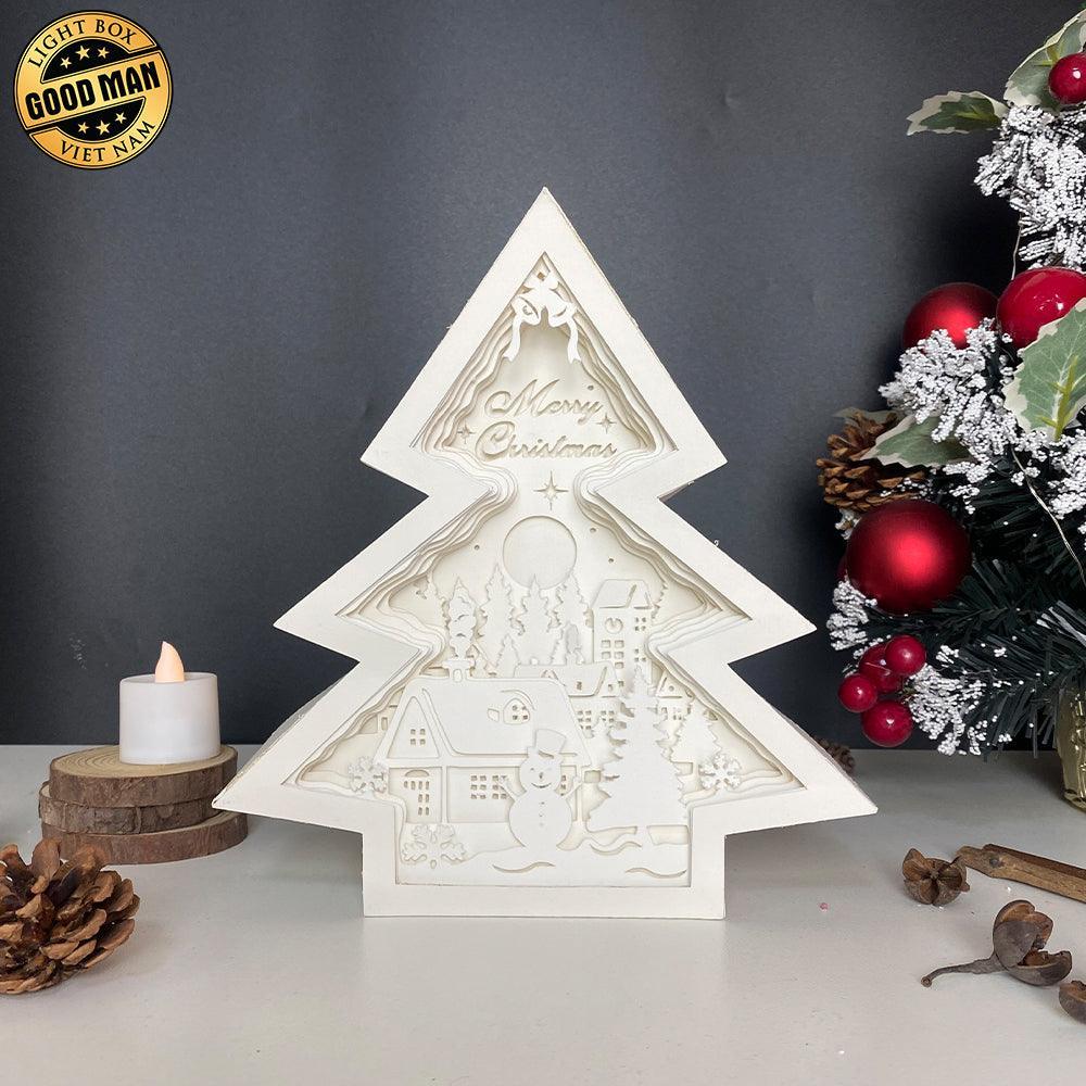 Merry Christmas 2 - Paper Cut Tree Light Box File - Cricut File - 20x22cm - LightBoxGoodMan - LightboxGoodman