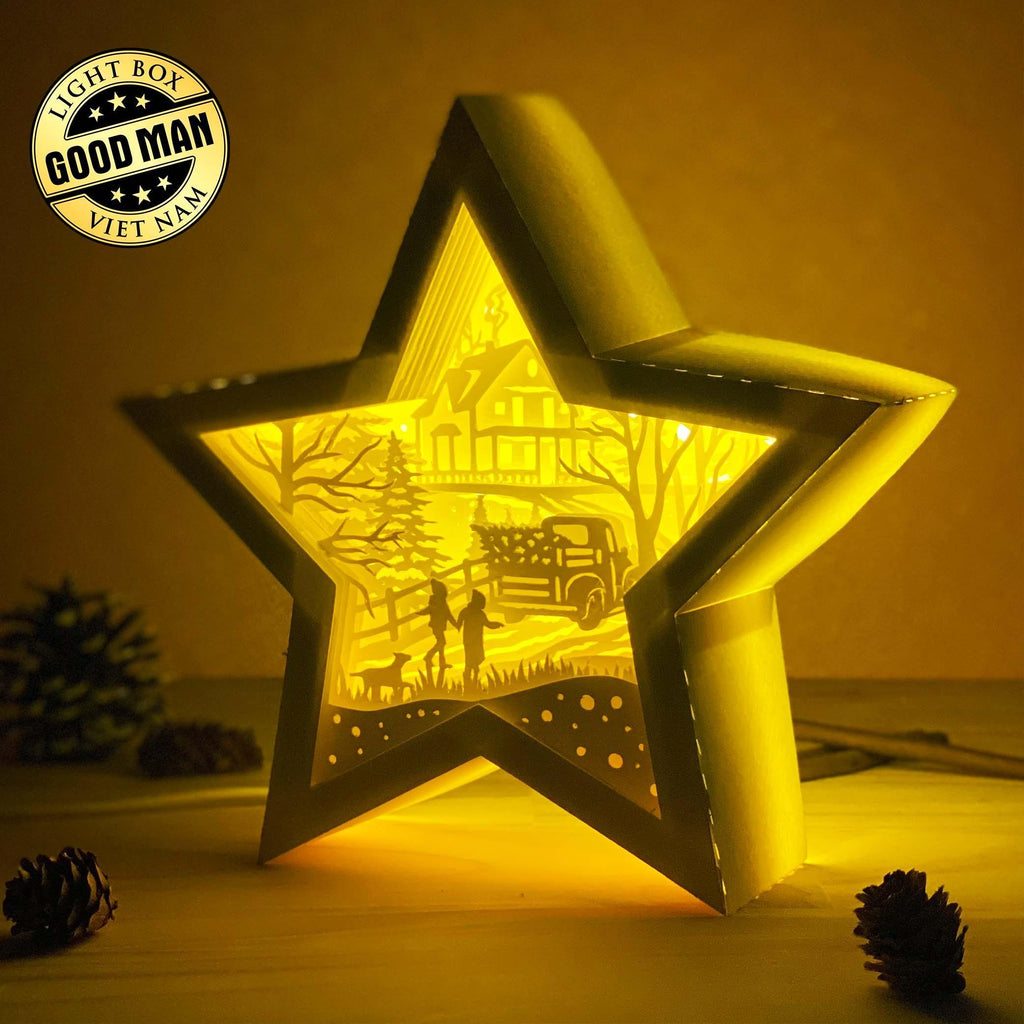 Merry Christmas 3 - Paper Cut Star Light Box File - Cricut File - 20x21cm - LightBoxGoodMan - LightboxGoodman