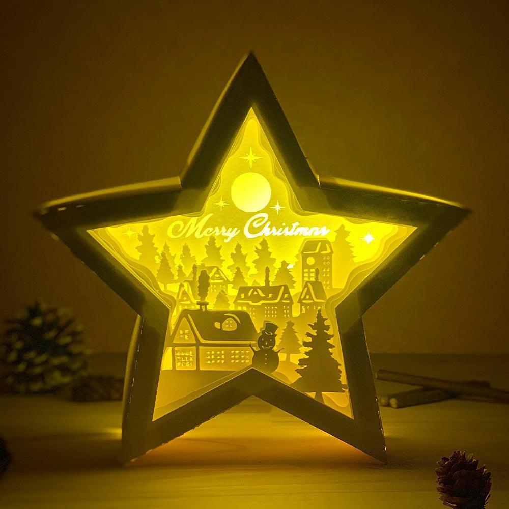 Merry Christmas 4 - Paper Cut Star Light Box File - Cricut File - 20x21cm - LightBoxGoodMan - LightboxGoodman