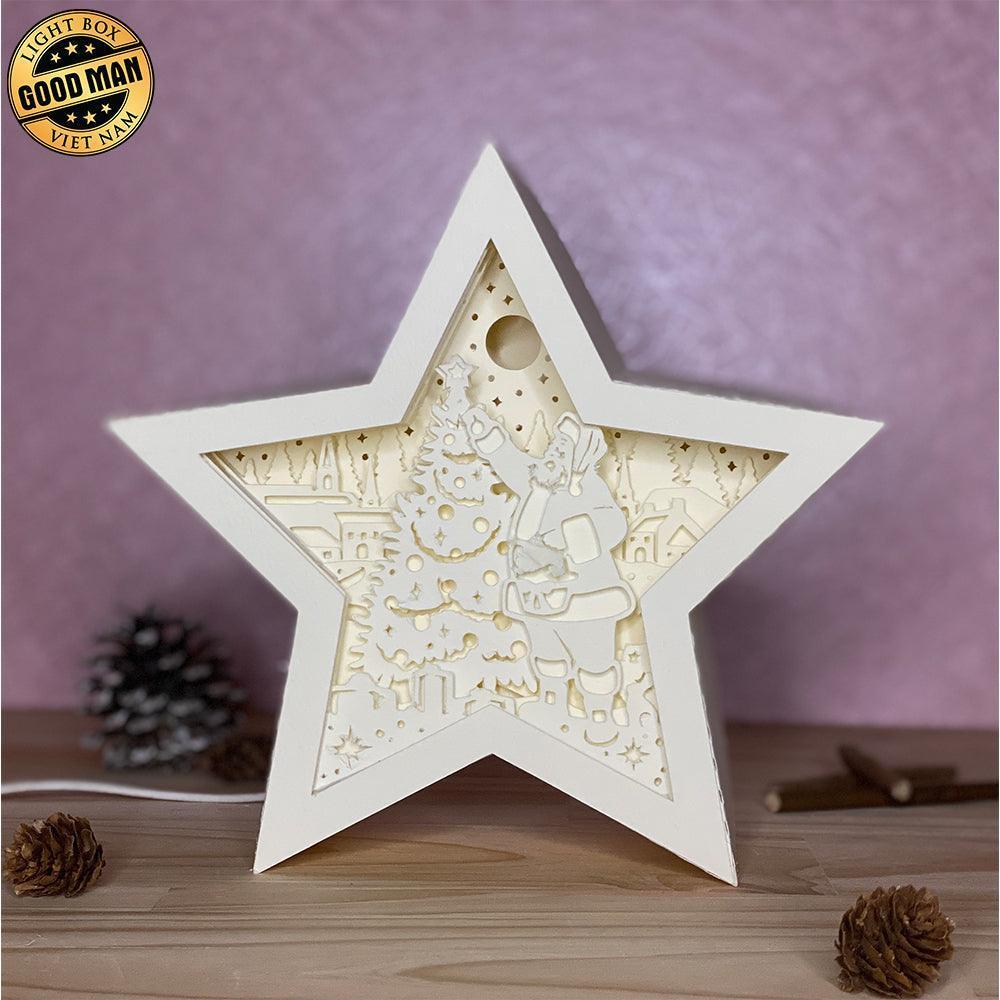 Merry Christmas 5 - Paper Cut Star Light Box File - Cricut File - 20x21cm - LightBoxGoodMan - LightboxGoodman