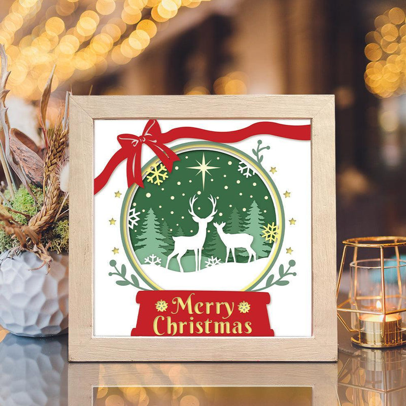 Merry Christmas Deer 3 – Paper Cut Light Box File - Cricut File - 8x8 inches - LightBoxGoodMan - LightboxGoodman