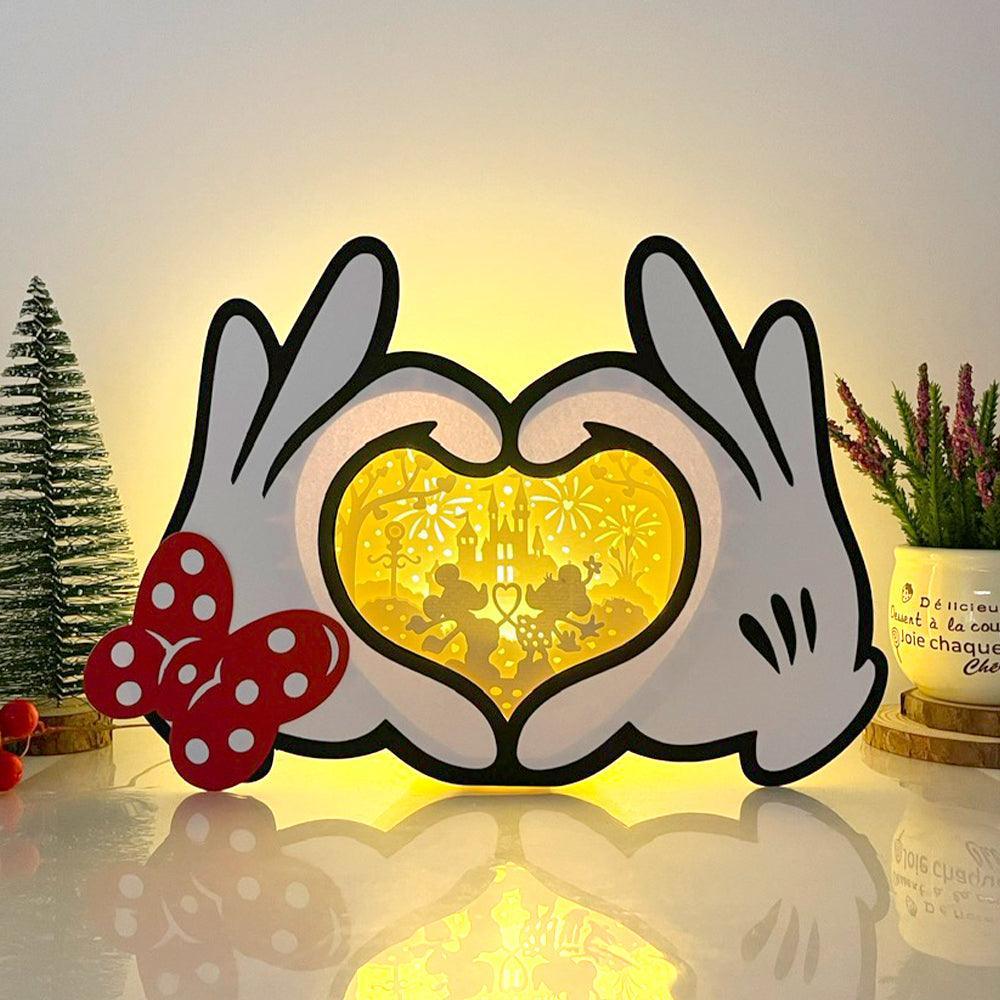 Mickey Love 1 - Paper Cut Mouse Hands Light Box File - Cricut File - 5,9x6.7 Inches - LightBoxGoodMan - LightboxGoodman