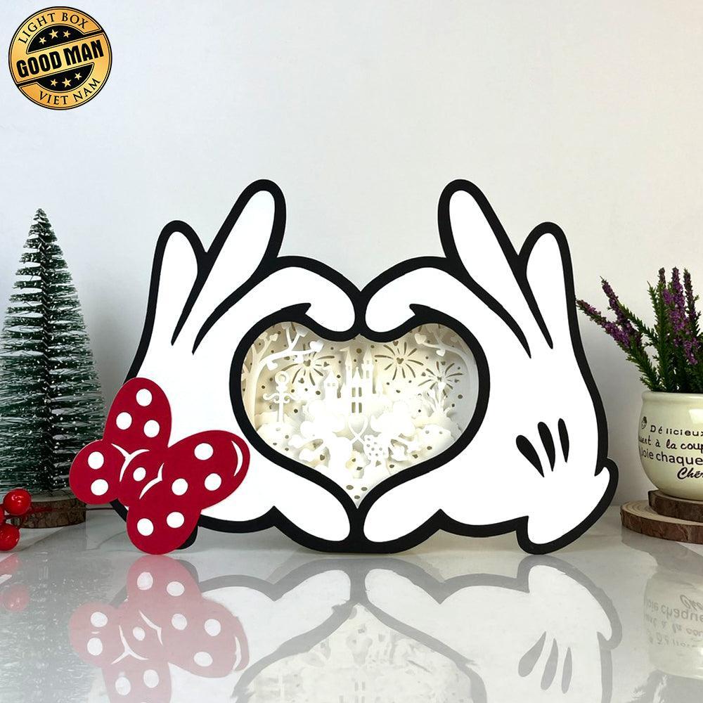 Mickey Love 1 - Paper Cut Mouse Hands Light Box File - Cricut File - 5,9x6.7 Inches - LightBoxGoodMan - LightboxGoodman